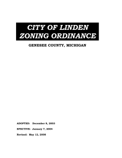 CITY OF LINDEN ZONING ORDINANCE GENESEE COUNTY, MICHIGAN