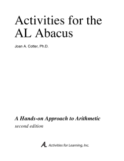 Activities for the AL Abacus A Hands-on Approach to Arithmetic second edition