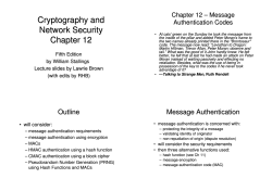 Cryptography and Network Security Chapter 12 –