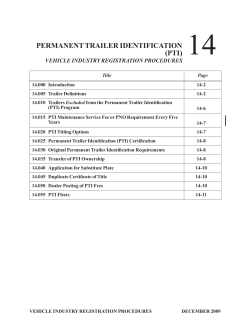 14 PERMANENT TRAILER IDENTIFICATION (PTI) VEHICLE INDUSTRY REGISTRATION PROCEDURES