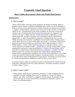 Frequently Asked Questions  Motor Vehicle, Recreational Vehicle, and Mobile Home Dealers