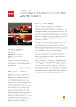 Ferrari drives 40% increase in production with Infor solutions Setting the strategy