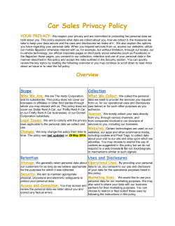 Car Sales Privacy Policy YOUR PRIVACY: