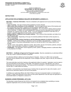 DEPARTMENT OF MOTOR VEHICLES PROCEDURE FOR OBTAINING A CONNECTICUT K-36 REV. 12-2012