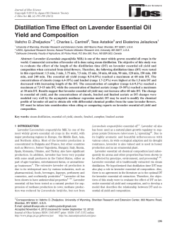 Distillation Time Effect on Lavender Essential Oil Yield and Composition