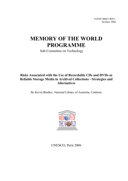 MEMORY OF THE WORLD PROGRAMME