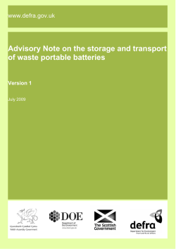Advisory Note on the storage and transport of waste portable batteries www.defra.gov.uk