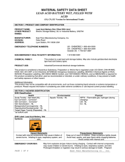 MATERIAL SAFETY DATA SHEET LEAD ACID BATTERY WET, FILLED WITH ACID