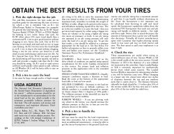 OBTAIN THE BEST RESULTS FROM YOUR TIRES