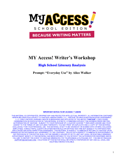 MY Access! Writer’s Workshop High School Literary Analysis