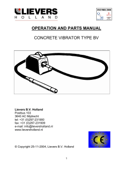 CONCRETE VIBRATOR TYPE BV OPERATION AND PARTS MANUAL