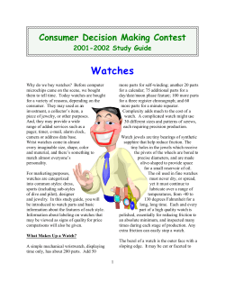 Watches Consumer Decision Making Contest 2001-2002 Study Guide