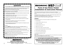 Point of Use Water Heater Installation &amp; Instruction Manual