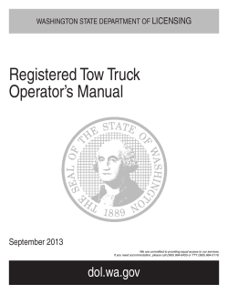 Registered Tow Truck Operator’s Manual LICENSING September 2013