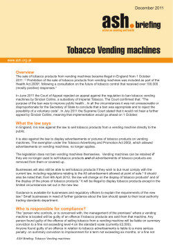 Tobacco Vending machines Overview December 2011