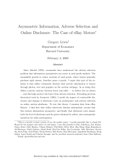 Asymmetric Information, Adverse Selection and Gregory Lewis ∗