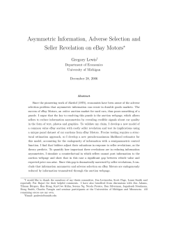 Asymmetric Information, Adverse Selection and Seller Revelation on eBay Motors ∗ Gregory Lewis