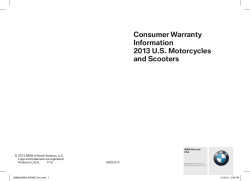 Consumer Warranty Information 2013 U.S. Motorcycles and Scooters