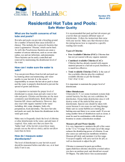 Residential Hot Tubs and Pools: Safe Water Quality