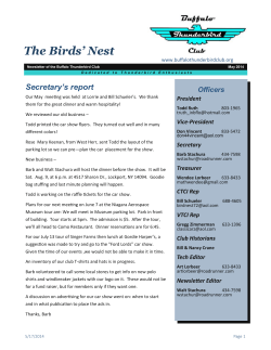 The Birds’ Nest Secretary’s report Officers President