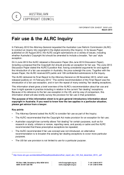 Fair use &amp; the ALRC Inquiry