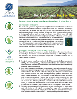 Zinc Fact Sheets:  Zinc Fertilizer