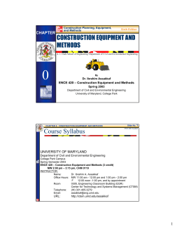 0 CONSTRUCTION EQUIPMENT AND METHODS Course Syllabus