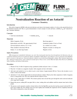 Neutralization Reaction of an Antacid Consumer Chemistry Introduction