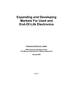Expanding and Developing Markets For Used and End-Of-Life Electronics