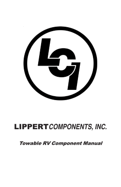 COMPONENTS, INC. Towable RV Component Manual