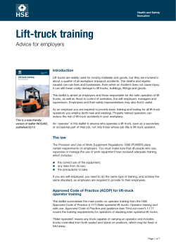 Lift-truck training Advice for employers Introduction