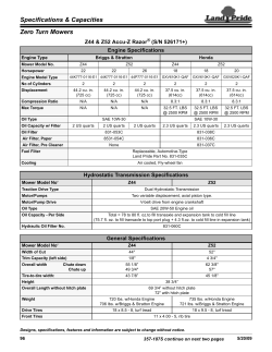 Specifications &amp; Capacities Zero Turn Mowers Z44 &amp; Z52 Accu-Z Razor (S/N 526171+)