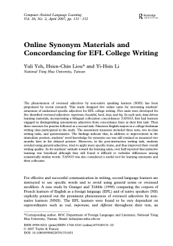 Online Synonym Materials and Concordancing for EFL College Writing