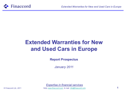Extended Warranties for New  Report Prospectus January 2011
