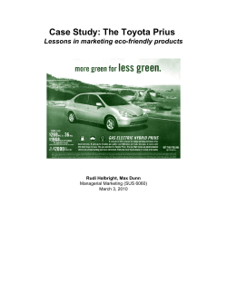 Case Study: The Toyota Prius Lessons in marketing eco-friendly products