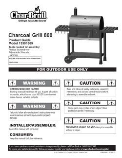 Charcoal Grill 800 CAUTION WARNING FOR OUTDOOR USE ONLY