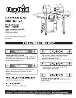 Charcoal Grill 800 Deluxe CAUTION WARNING