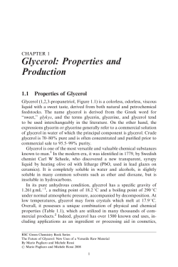 Glycerol: Properties and Production 1.1 Properties of Glycerol