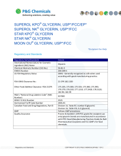 SUPEROL KPO GLYCERIN, USP*/FCC/EP* SUPEROL NK GLYCERIN, USP*/FCC