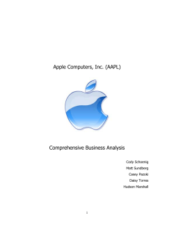 Apple Computers, Inc. (AAPL) Comprehensive Business Analysis  Cody Schoenig