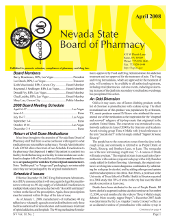 Nevada State Board of Pharmacy April 2008 Board Members