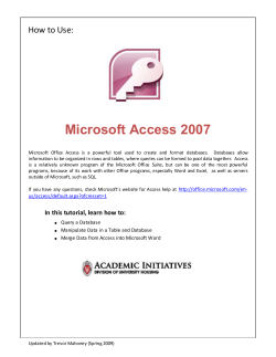 Microsoft Access 2007 How to Use: