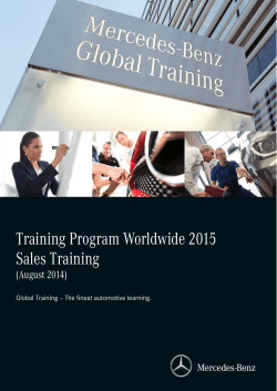 Training Program Worldwide 2015 Sales Training (August 2014)