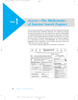1 Access—The Mathematics of Internet Search Engines Lesson