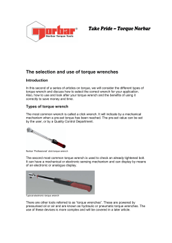 The selection and use of torque wrenches Introduction