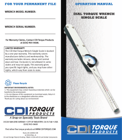 FOR YOUR PERMANENT FILE OPERATION MANUAL dIAL TORQUE WRENCH sINgLE sCALE