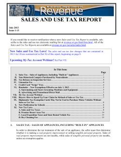 New Sales and Use Tax Laws!