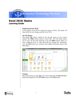Excel 2010: Basics Learning Guide Exploring Excel 2010