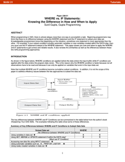 WHERE vs. IF Statements: Sunil Gupta, Gupta Programming