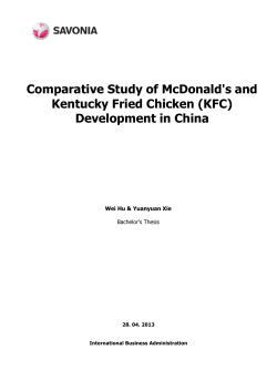 Comparative Study of McDonald's and Kentucky Fried Chicken (KFC) Development in China
